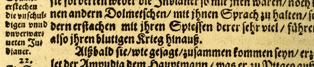 An illustration from Newe Welt. : Warhafftige Anzeigung der Hispanier grewlichen, abschewlichen vnd vnmenschlichen Tyranney, von jhnen in den indianischen Ländern, so gegen Nidergang der Sonnen gelegen, vnd die Newe Welt genennet wird, begangen., 1599, leaf 140