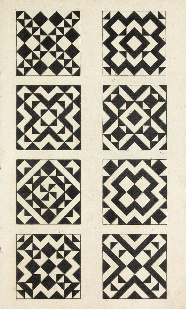 An illustration from A new and fashionable mosaic puzzle : forming a variety of elegant devices adapted for tesselated pavements &c. &c. &c., 1820, leaf 17