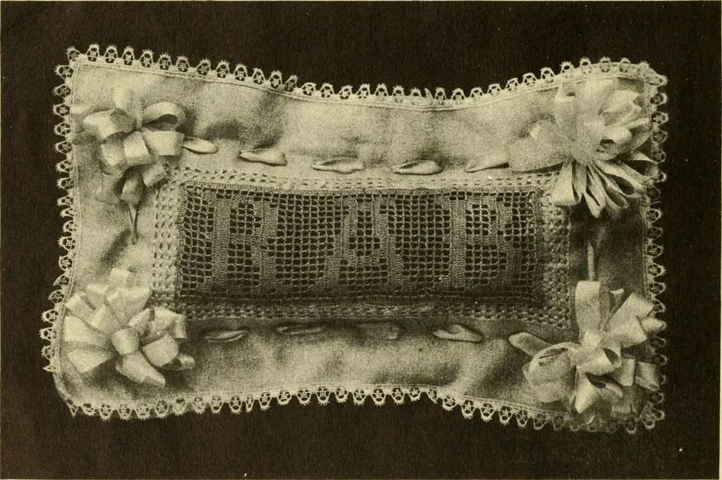 An illustration from The new filet crochet book; original designs which may be used also for cross-stitch and beadwork, with patterns represented in a new way, 1912, leaf 23