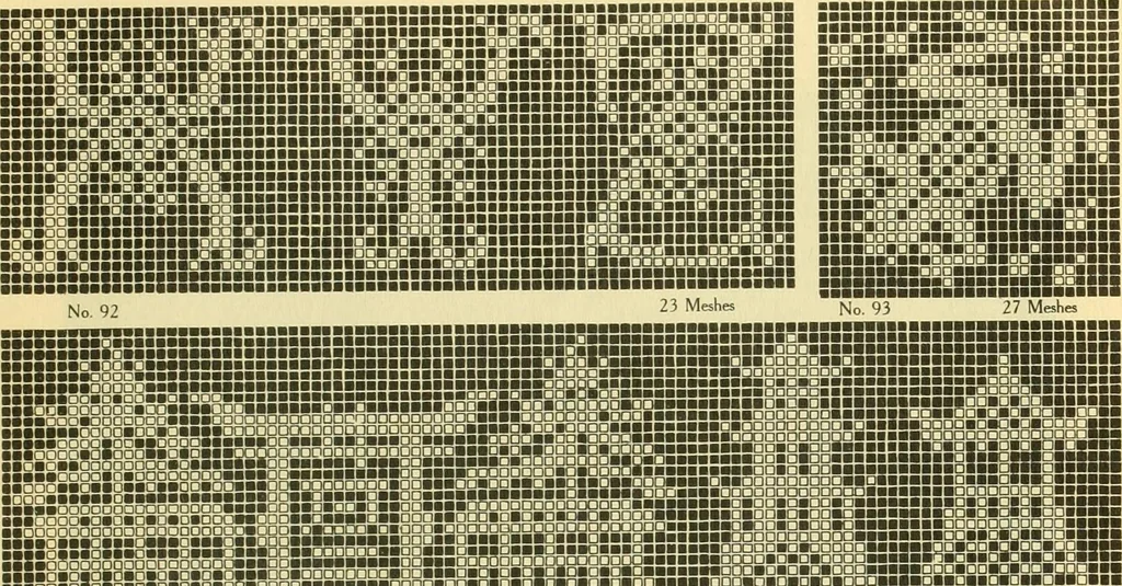An illustration from The new filet crochet book; original designs which may be used also for cross-stitch and beadwork, with patterns represented in a new way, 1912, leaf 40