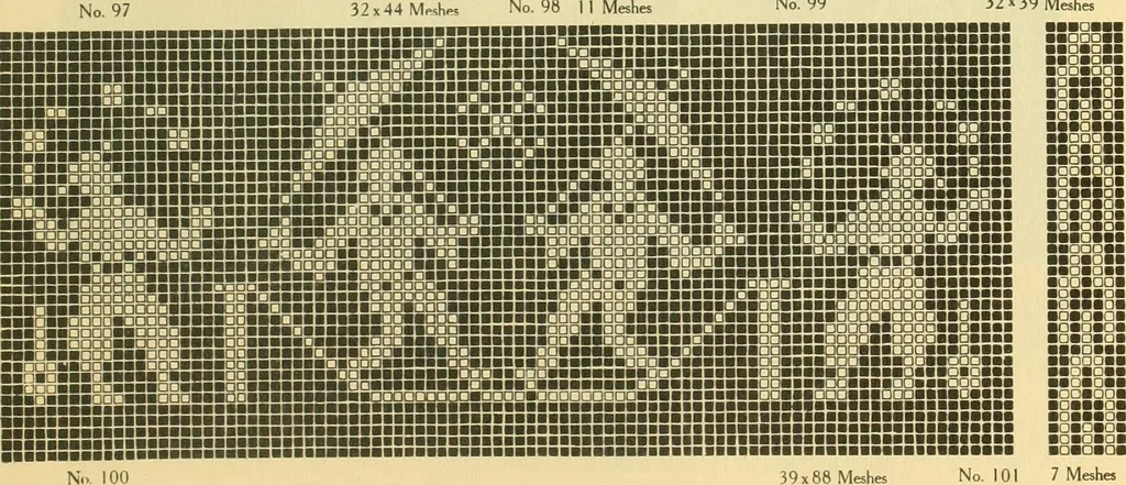 An illustration from The new filet crochet book; original designs which may be used also for cross-stitch and beadwork, with patterns represented in a new way, 1912, leaf 40
