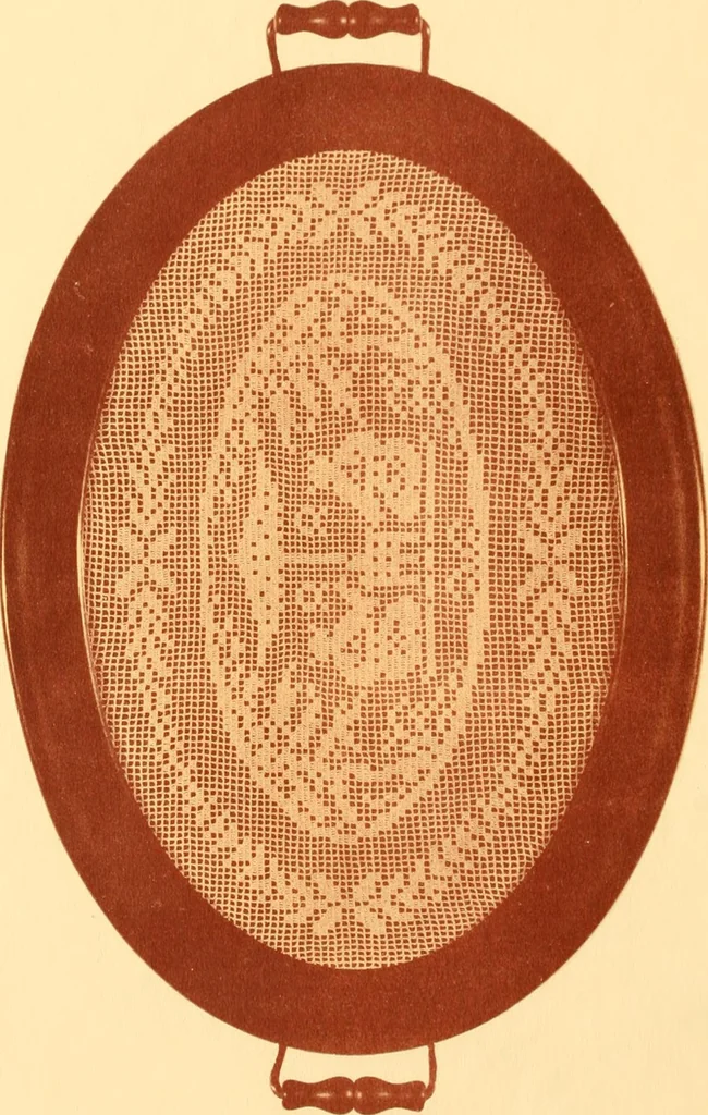 An illustration from The new filet crochet book; original designs which may be used also for cross-stitch and beadwork, with patterns represented in a new way, 1912, leaf 5