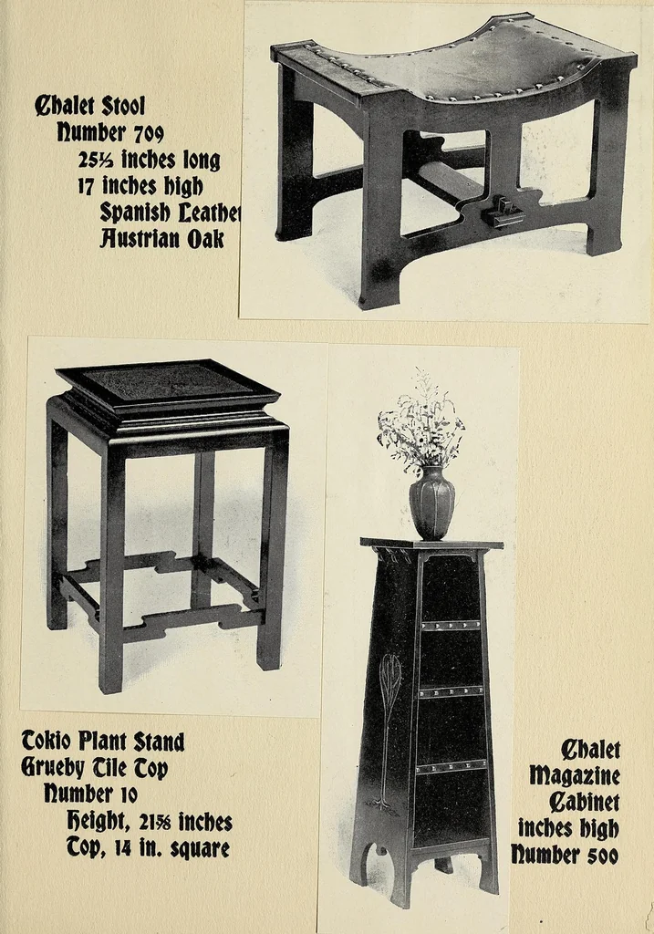 An illustration from New fvrnitvre from the work shop of Gvstave Stickley, cabinet maker, Syracvse, NY VSA, 1901, leaf 13