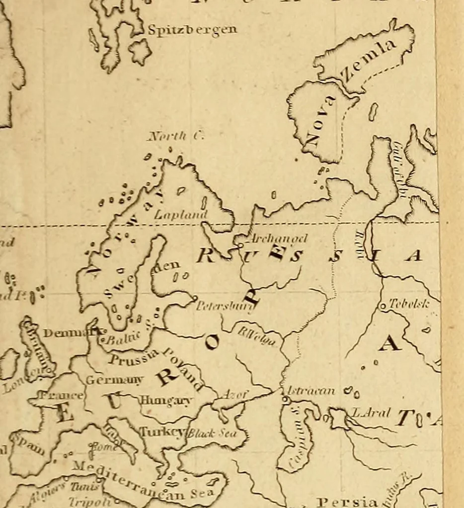 An illustration from A new geographical, historical, and commercial grammar : and present state of the several kingdoms of the world ... : to which are added, 1. a geographical index, with the names of places alphabetically arranged. 2. A chronological table of remarkable events from the creation to the present time. 3. A list of men of learning and science, 1815, leaf 15
