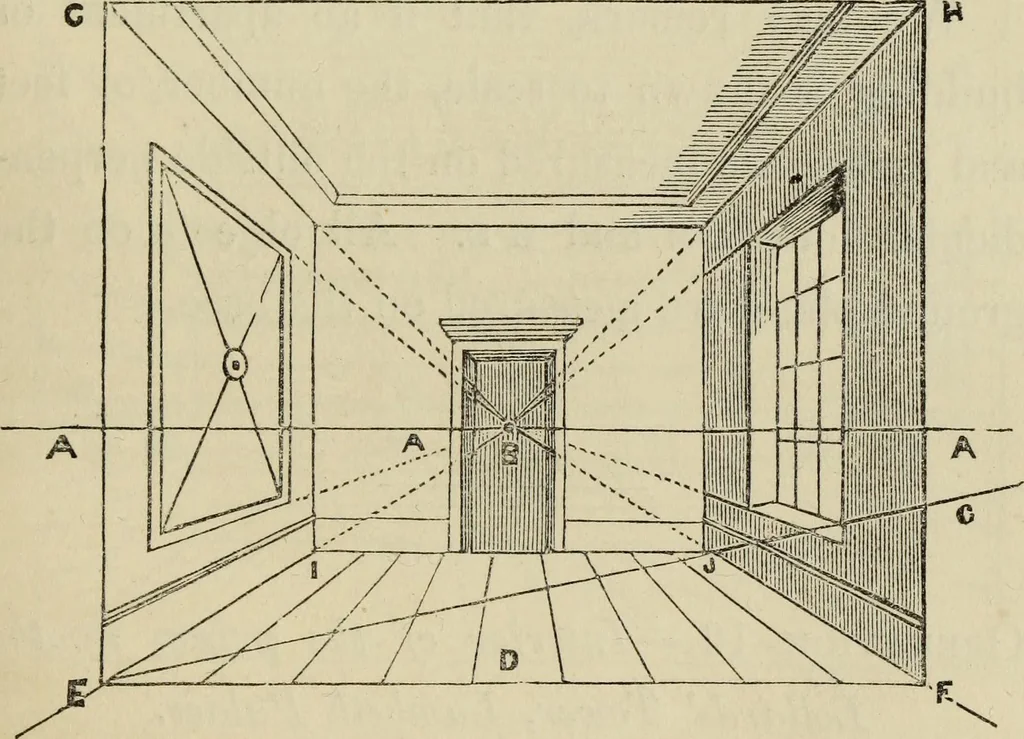 An illustration from A new manual of perspective: containing remarks on the theory of the art, and its practical application in the procudtion of drawings ... Illustrated by numerous engravings, 1849, leaf 82