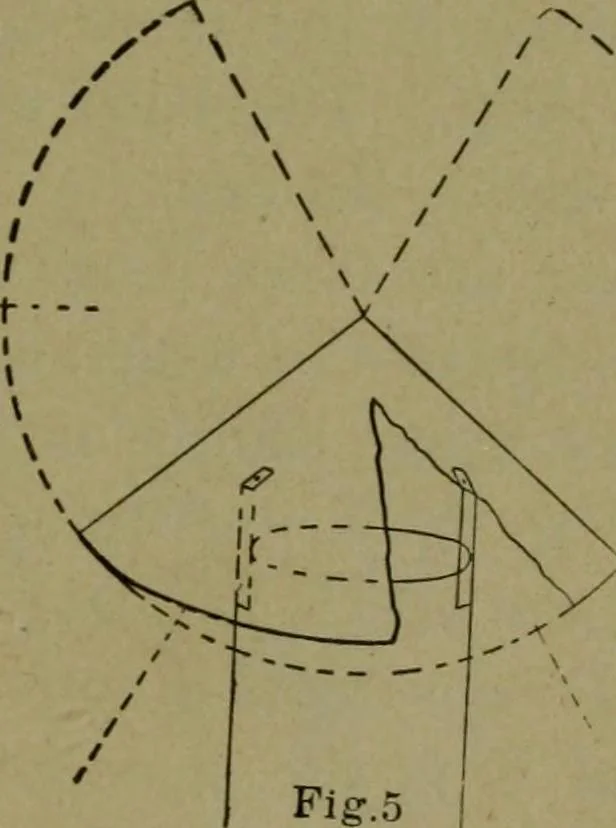 An illustration from A new and original treatise on the geometrical development of round and oval cones, with easy examples of their application : for the use of beginners and practical sheet iron and tin plate workers, 1904, leaf 12
