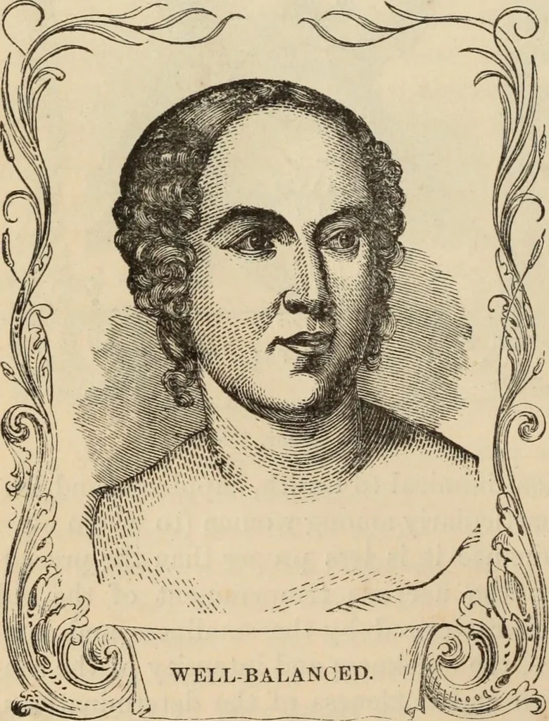 An illustration from New Physiognomy : or signs of character, as manifested through temperament and external forms, and especially in the "the human face divine.", 1889, leaf 115