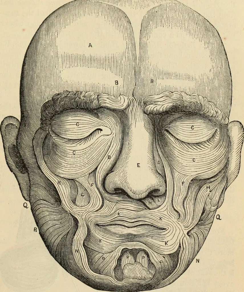 An illustration from New Physiognomy : or signs of character, as manifested through temperament and external forms, and especially in the "the human face divine.", 1889, leaf 152