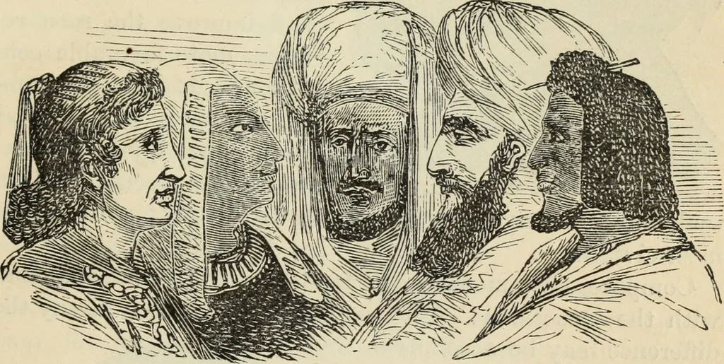An illustration from New Physiognomy : or signs of character, as manifested through temperament and external forms, and especially in the "the human face divine.", 1889, leaf 372