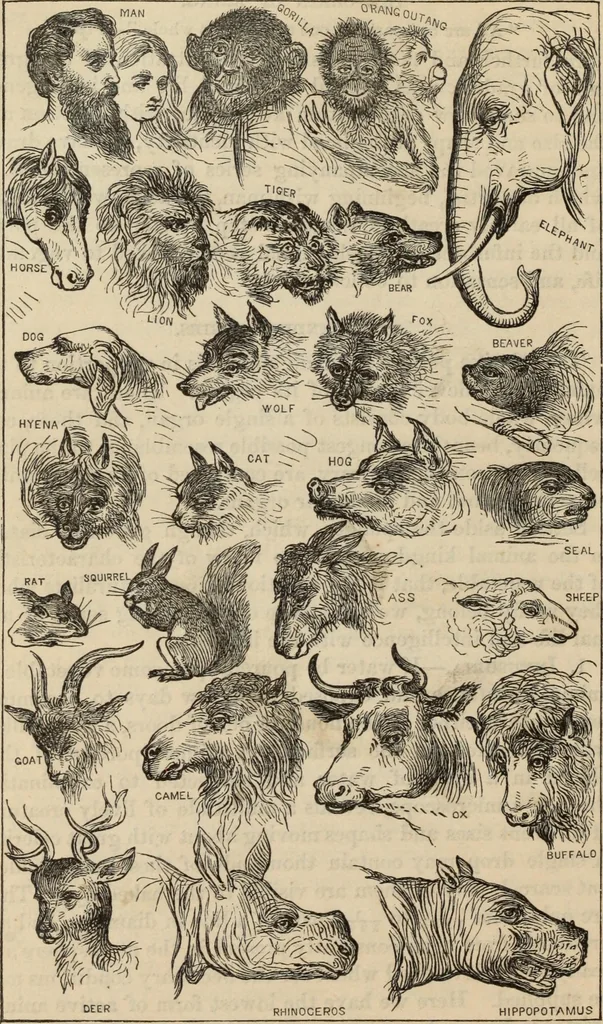 An illustration from New Physiognomy : or signs of character, as manifested through temperament and external forms, and especially in the "the human face divine.", 1889, leaf 597