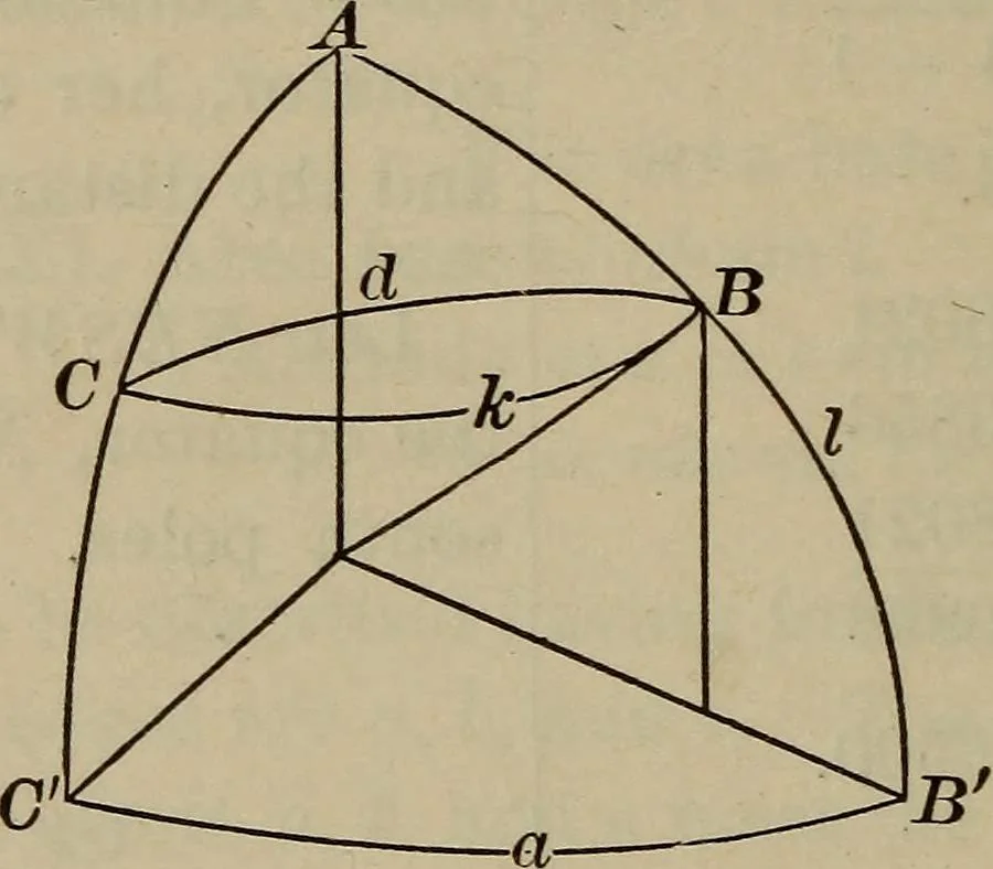 An illustration from New plane and spherical trigonometry, surveying, and navigation, 1903, leaf 289