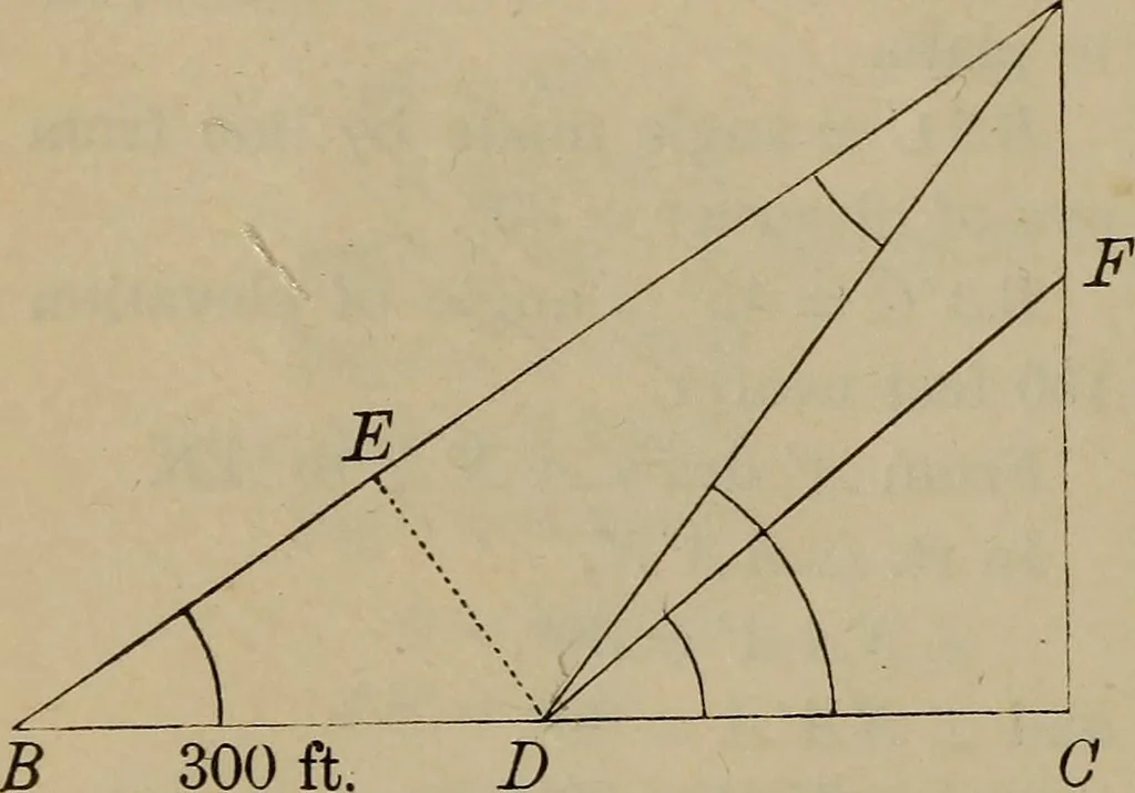 An illustration from New plane and spherical trigonometry, surveying, and navigation, 1903, leaf 57