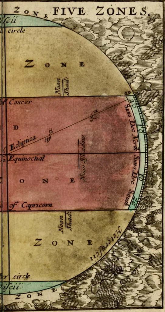 An illustration from A new systeme of geography : designed in a most plain and easie method, for the better understanding of that science : accommodated with new maps, of all the empires, kingdoms, principalities, dukedoms, provinces and countries in the whole world : with geographical tables, explaining the divisions in each map, 1694, leaf 14