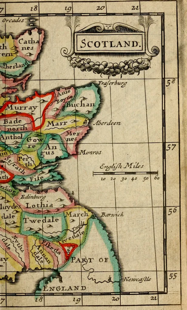 An illustration from A new systeme of geography : designed in a most plain and easie method, for the better understanding of that science : accommodated with new maps, of all the empires, kingdoms, principalities, dukedoms, provinces and countries in the whole world : with geographical tables, explaining the divisions in each map, 1694, leaf 158