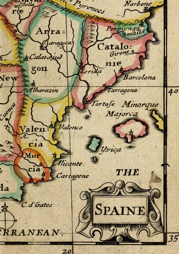 An illustration from A new systeme of geography : designed in a most plain and easie method, for the better understanding of that science : accommodated with new maps, of all the empires, kingdoms, principalities, dukedoms, provinces and countries in the whole world : with geographical tables, explaining the divisions in each map, 1694, leaf 170