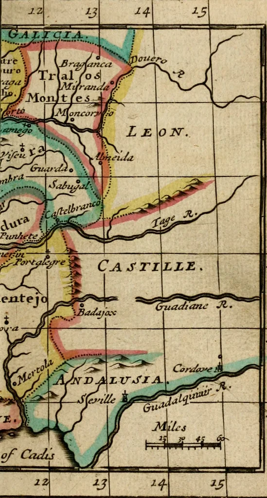 An illustration from A new systeme of geography : designed in a most plain and easie method, for the better understanding of that science : accommodated with new maps, of all the empires, kingdoms, principalities, dukedoms, provinces and countries in the whole world : with geographical tables, explaining the divisions in each map, 1694, leaf 176