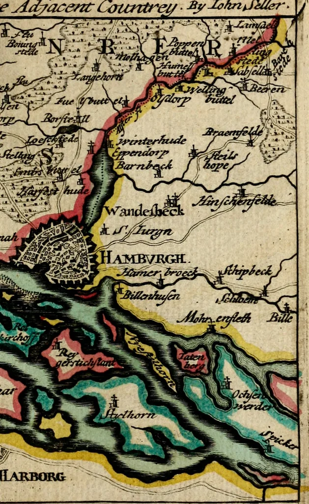 An illustration from A new systeme of geography : designed in a most plain and easie method, for the better understanding of that science : accommodated with new maps, of all the empires, kingdoms, principalities, dukedoms, provinces and countries in the whole world : with geographical tables, explaining the divisions in each map, 1694, leaf 220