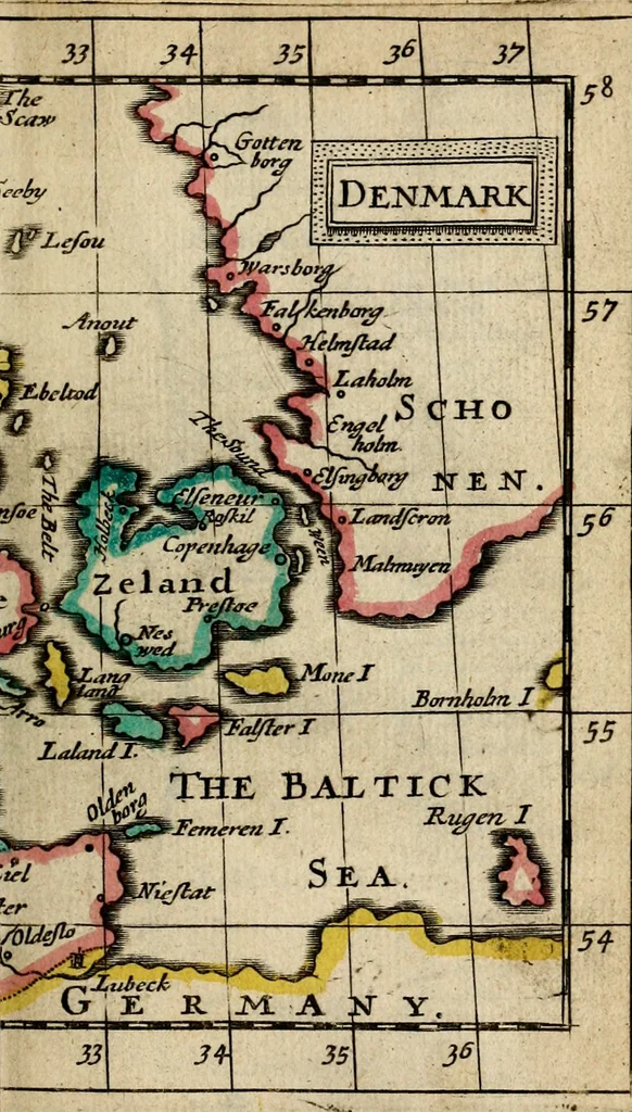 An illustration from A new systeme of geography : designed in a most plain and easie method, for the better understanding of that science : accommodated with new maps, of all the empires, kingdoms, principalities, dukedoms, provinces and countries in the whole world : with geographical tables, explaining the divisions in each map, 1694, leaf 226