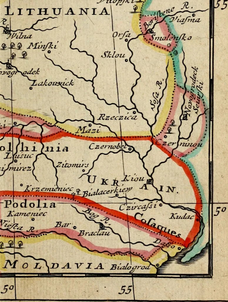 An illustration from A new systeme of geography : designed in a most plain and easie method, for the better understanding of that science : accommodated with new maps, of all the empires, kingdoms, principalities, dukedoms, provinces and countries in the whole world : with geographical tables, explaining the divisions in each map, 1694, leaf 232