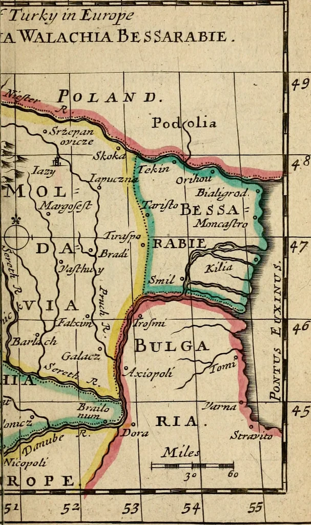 An illustration from A new systeme of geography : designed in a most plain and easie method, for the better understanding of that science : accommodated with new maps, of all the empires, kingdoms, principalities, dukedoms, provinces and countries in the whole world : with geographical tables, explaining the divisions in each map, 1694, leaf 260