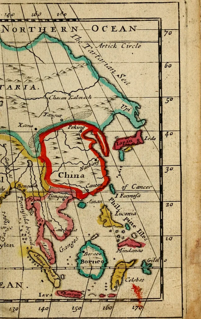 An illustration from A new systeme of geography : designed in a most plain and easie method, for the better understanding of that science : accommodated with new maps, of all the empires, kingdoms, principalities, dukedoms, provinces and countries in the whole world : with geographical tables, explaining the divisions in each map, 1694, leaf 276