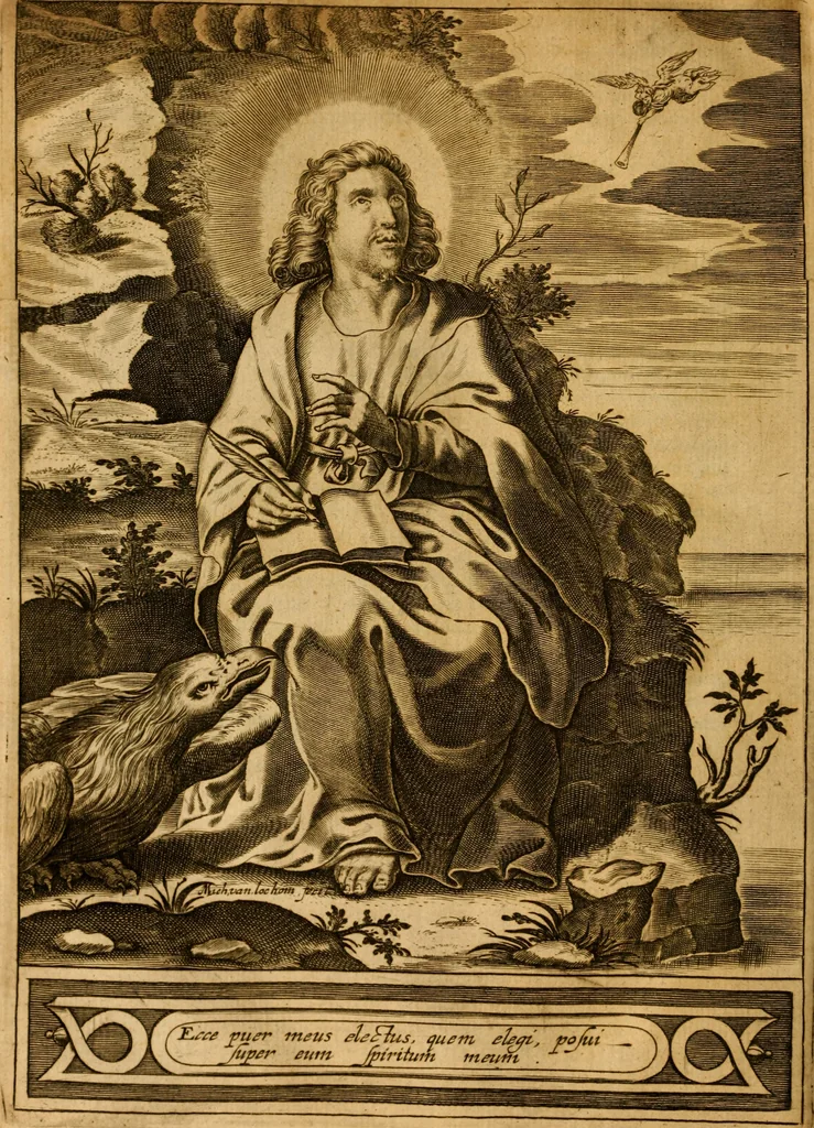 An illustration from The New Testament of Iesus Christ : faithfully translated into English, out of the authentical Latin, diligently conferred with the Greek, & other editions in divers languages : with arguments of books and chapters : annotations, and other helps ..., 1633, leaf 677