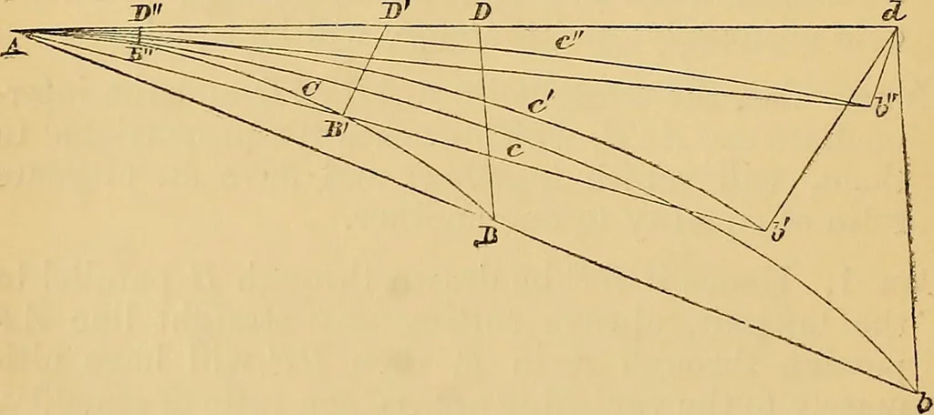 An illustration from Newton's principia, first book sections I, II, III, with notes and illustrations and a collection of problems, principally intended as examples of Newton's methods, 1900, leaf 77