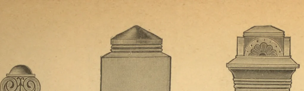 An illustration from New universal moulding book, containing latest styles of mouldings and architectural designs of exterior and interior finish ... rails, balusters and newel posts; architraves; front, interior and store doors .., 1891, leaf 101
