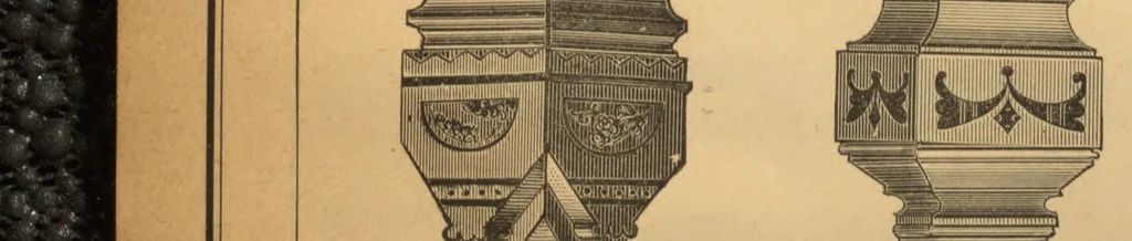 An illustration from New universal moulding book, containing latest styles of mouldings and architectural designs of exterior and interior finish ... rails, balusters and newel posts; architraves; front, interior and store doors .., 1891, leaf 102