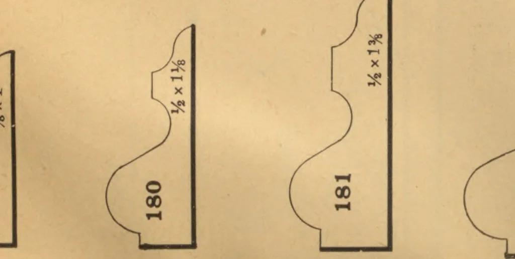 An illustration from New universal moulding book, containing latest styles of mouldings and architectural designs of exterior and interior finish ... rails, balusters and newel posts; architraves; front, interior and store doors .., 1891, leaf 30