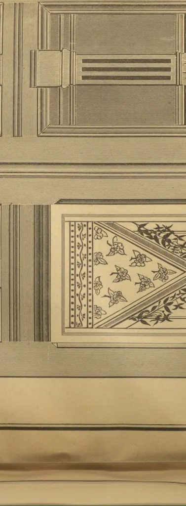 An illustration from New universal moulding book, containing latest styles of mouldings and architectural designs of exterior and interior finish ... rails, balusters and newel posts; architraves; front, interior and store doors .., 1891, leaf 85
