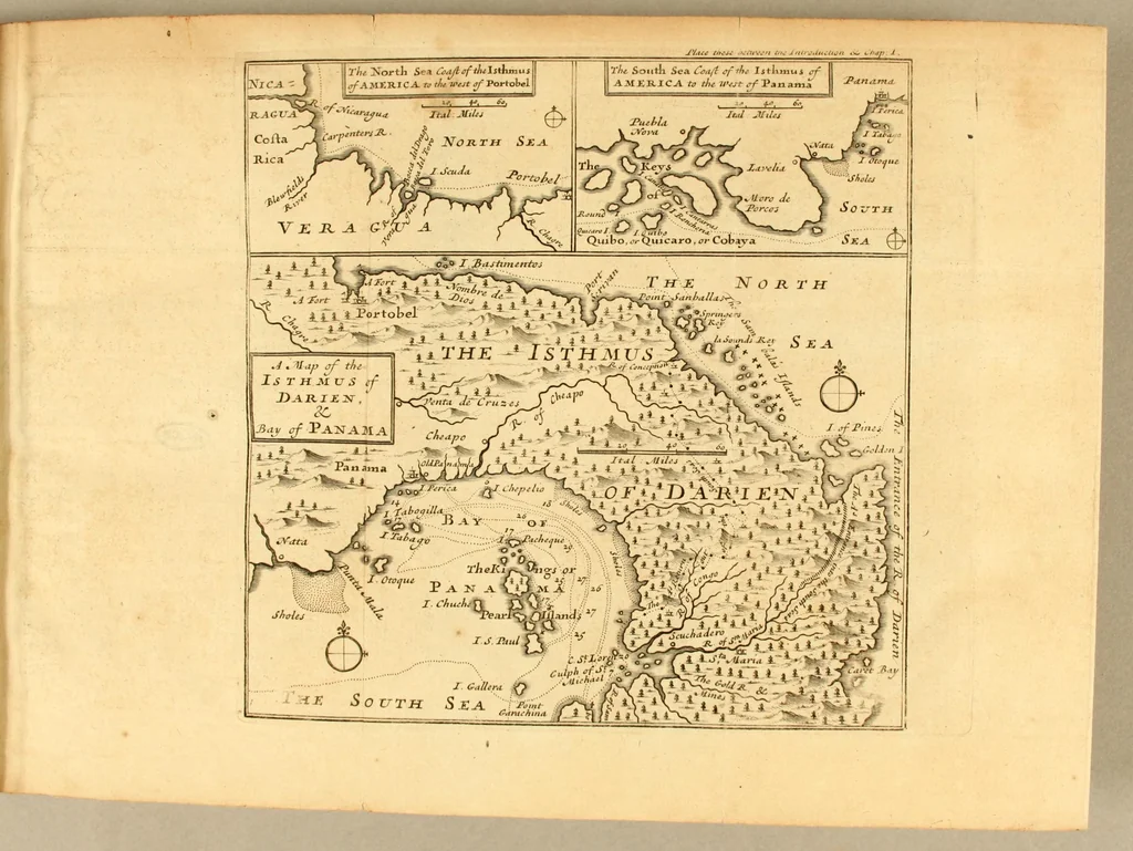 An illustration from A new voyage and description of the isthmus of America, : giving an account of the author's abode there, the form and make of the country, the coasts, hills, rivers, &c. woods, soil, weather, &c. trees, fruit, beasts, birds, fish, &c. The Indian inhabitants, their features, complexion, &c. their manners, customs, employments, marriages, feasts, hunting, computation, language, &c. With remarkable occurrences in the South Sea, and elsewhere., 1699, leaf 13