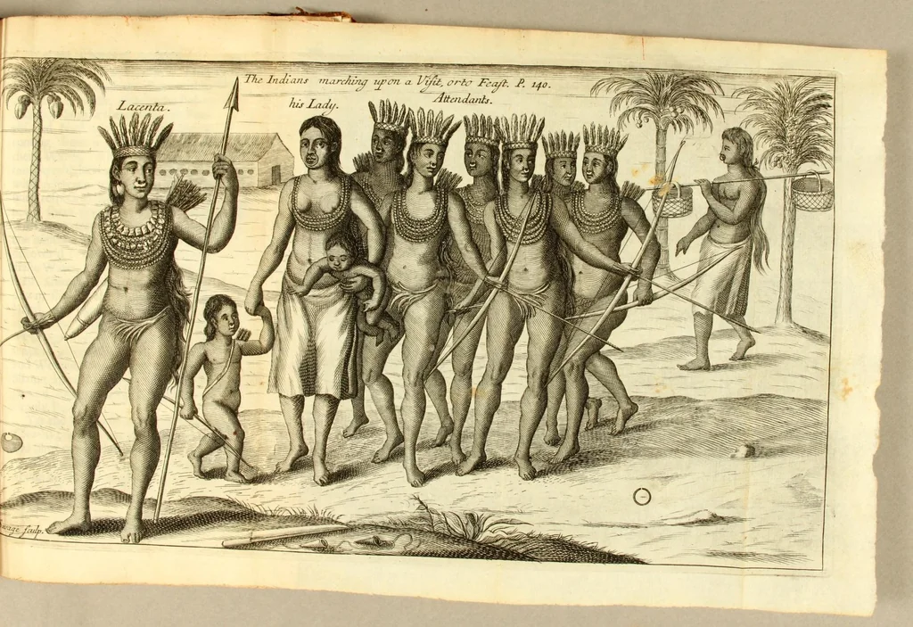 An illustration from A new voyage and description of the isthmus of America, : giving an account of the author's abode there, the form and make of the country, the coasts, hills, rivers, &c. woods, soil, weather, &c. trees, fruit, beasts, birds, fish, &c. The Indian inhabitants, their features, complexion, &c. their manners, customs, employments, marriages, feasts, hunting, computation, language, &c. With remarkable occurrences in the South Sea, and elsewhere., 1699, leaf 163