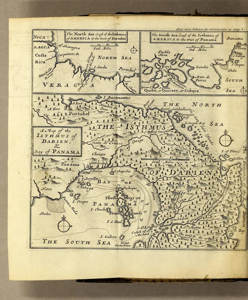 An illustration from A new voyage round the world. : Describing particularly, the isthmus of America, several coasts and islands in the West Indies, the Isles of Cape Verd, the passage by Terra del Fuego, the South Sea coasts of Chili, Peru, and Mexico; the Isle of Guam one of the Ladrones, Mindanao, and other Philippine and East India islands, near Cambodia, China, Formosa, Luconia, Celebes, &c. New Holland, Sumatra, Nicobar Isles; the Cape of Good Hope, and Santa Hellena. Their soil, rivers, harbours, plants, fruits, animals, and inhabitants. Their customs, religion, government, trade, &c. Vol. I., 1699, leaf 28