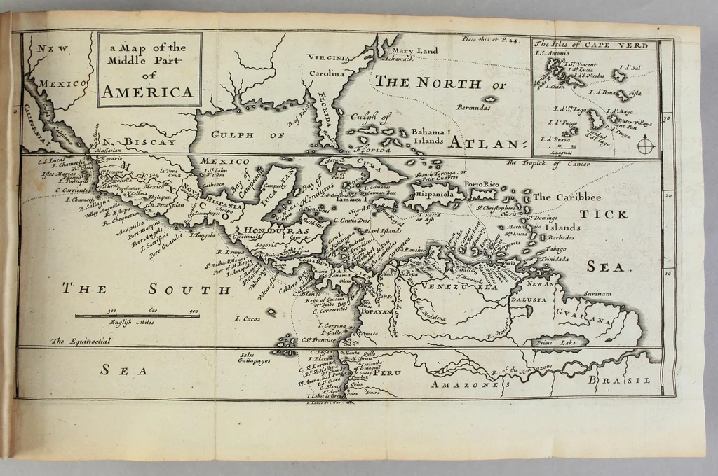 An illustration from A new voyage round the world. : Describing particularly, the isthmus of America, several coasts and islands in the West Indies, the Isles of Cape Verd, the passage by Terra del Fuego, the South Sea coasts of Chili, Peru, and Mexico; the Isle of Guam one of the Ladrones, Mindanao, and other Philippine and East India islands, near Cambodia, China, Formosa, Luconia, Celebes, &c. New Holland, Sumatra, Nicobar Isles; the Cape of Good Hope, and Santa Hellena. Their soil, rivers, harbours, plants, fruits, animals, and inhabitants. Their customs, religion, government, trade, &c. Vol. I., 1699, leaf 53