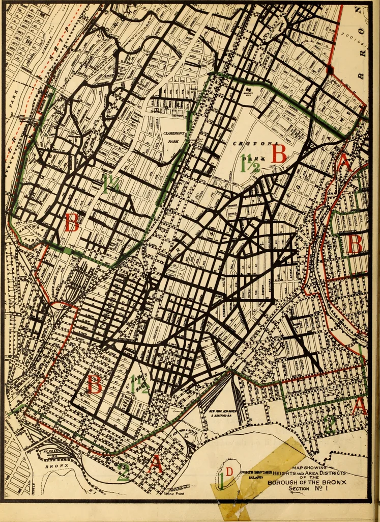 An illustration from New York city building zone resolution restricting the height and use of buildings and prescribing the minimum sizes of their yards and courts; with explanatory notes that will be helpful to owners, builders and architects, 1920, leaf 43