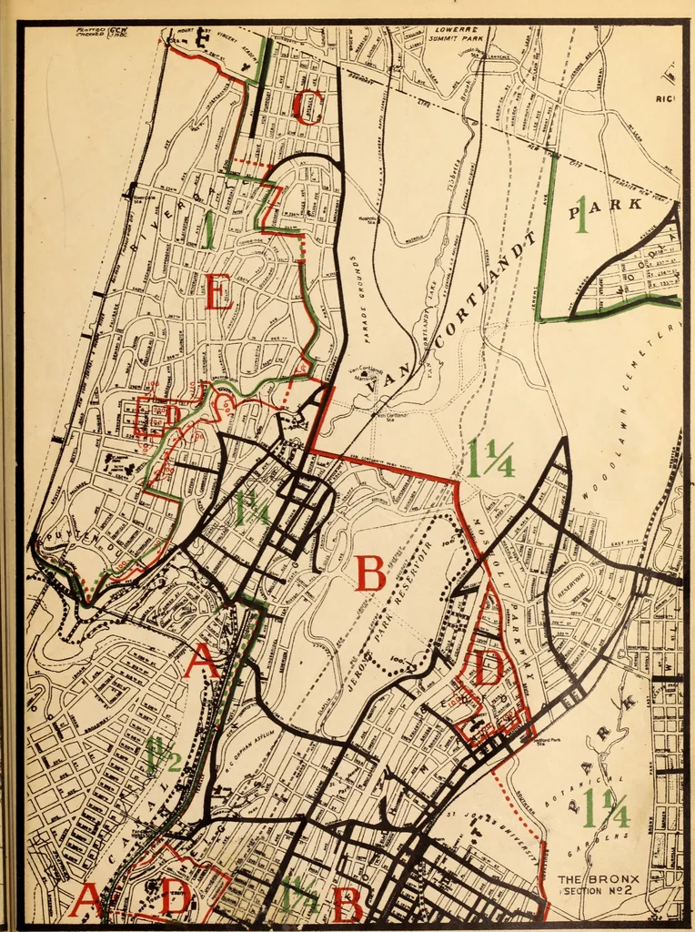 An illustration from New York city building zone resolution restricting the height and use of buildings and prescribing the minimum sizes of their yards and courts; with explanatory notes that will be helpful to owners, builders and architects, 1920, leaf 44