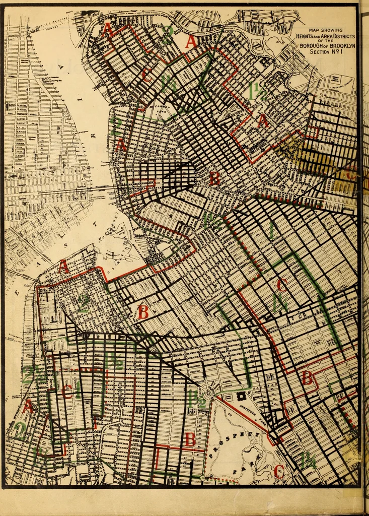 An illustration from New York city building zone resolution restricting the height and use of buildings and prescribing the minimum sizes of their yards and courts; with explanatory notes that will be helpful to owners, builders and architects, 1920, leaf 51