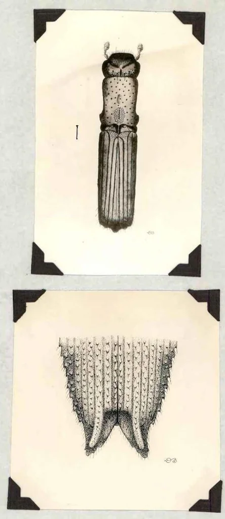 An illustration from A Preliminary Study of the Coleoptera Attacked White Fir (Abies Concolor), 1930, leaf 59