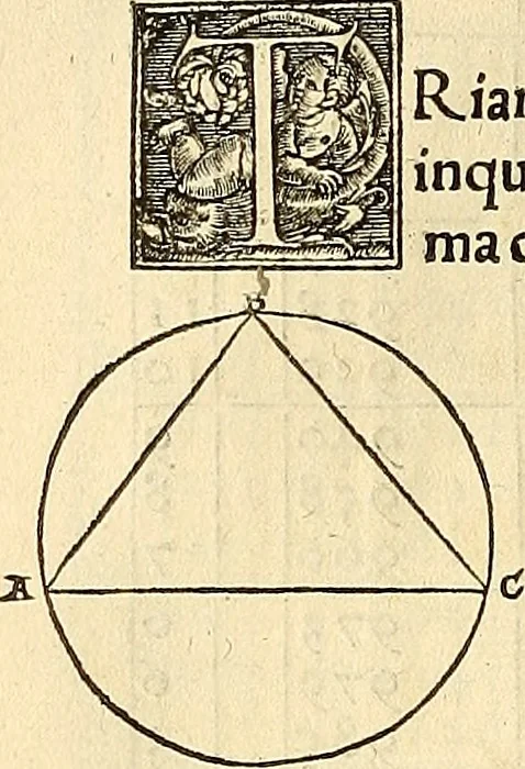An illustration from Nicolai Copernici Torinensis De reuolutionibus orbium coelestium, libri VI : Habes in hoc opere iam recens nato, & aedito, studiose lector, motus stellarum, tam fixarum, quàm erraticarum, cum ex ueteribus, tum etiam ex recentibus obseruationibus restitutos: & nouis insuper ac admirabilibus hypothesibus ornatos. Habes etiam tabulas expeditissimas, ex quibus eosdem ad quoduis tempus quàm facillime caculare poteris. Igitur eme, lege, fruere. [Line in Greek], 1543, leaf 55