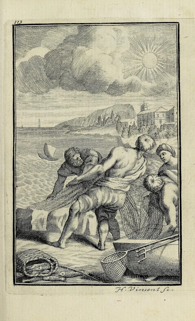 An illustration from Nicolai Parthenii Giannettasii Neapolit. Soc. Jesu. Halieutica, 1689, leaf 129