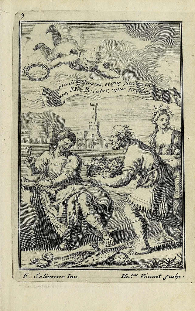 An illustration from Nicolai Parthenii Giannettasii Neapolit. Soc. Jesu. Halieutica, 1689, leaf 17