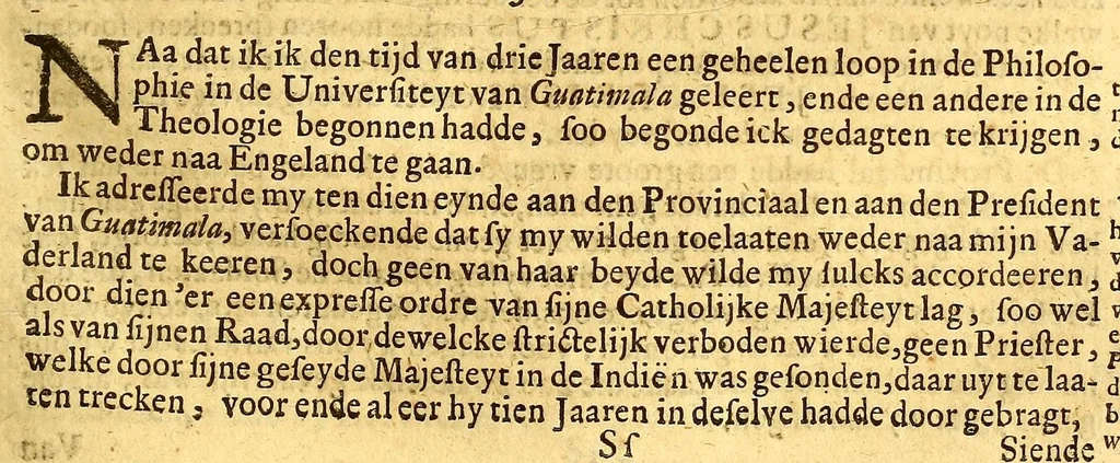 An illustration from Nieuwe ende seer naeuwkeurige reyse door de Spaensche West-Indien van Thomas Gage; : met seer curieuse soo land-kaerten als historische figueren verciert ende met twee registers voorsien., 1700, leaf 365