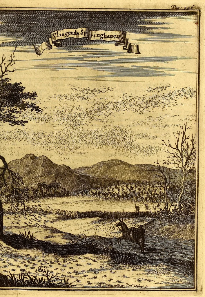 An illustration from Nieuwe ende seer naeuwkeurige reyse door de Spaensche West-Indien van Thomas Gage; : met seer curieuse soo land-kaerten als historische figueren verciert ende met twee registers voorsien., 1700, leaf 383
