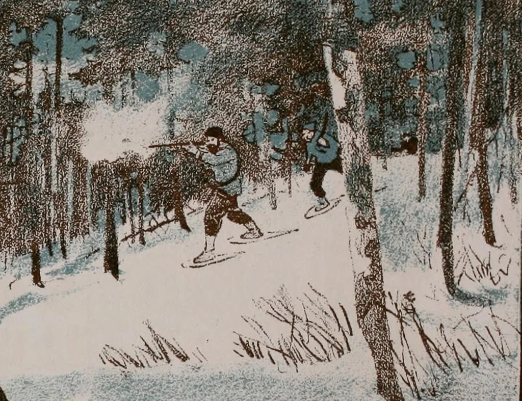 An illustration from Nineteen hundred and two : a calendar for the year 1902; with drawings by the Toronto Art League illustrating some Canadian sports & pastimes, 1902, leaf 18