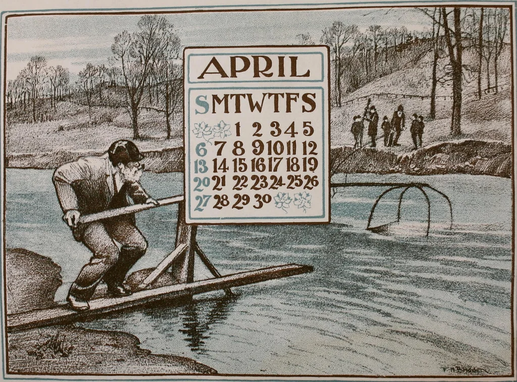 An illustration from Nineteen hundred and two : a calendar for the year 1902; with drawings by the Toronto Art League illustrating some Canadian sports & pastimes, 1902, leaf 7