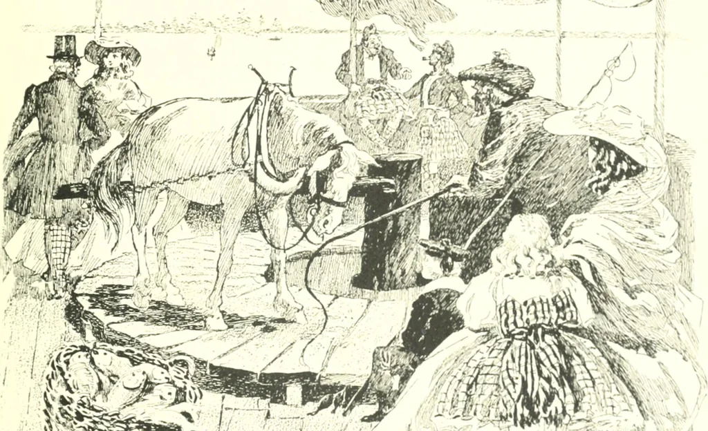 An illustration from Ninety-eight : a calendar for the year 1898; with some drawings suggestive of the everyday life of the past in Canada, 1898, leaf 14