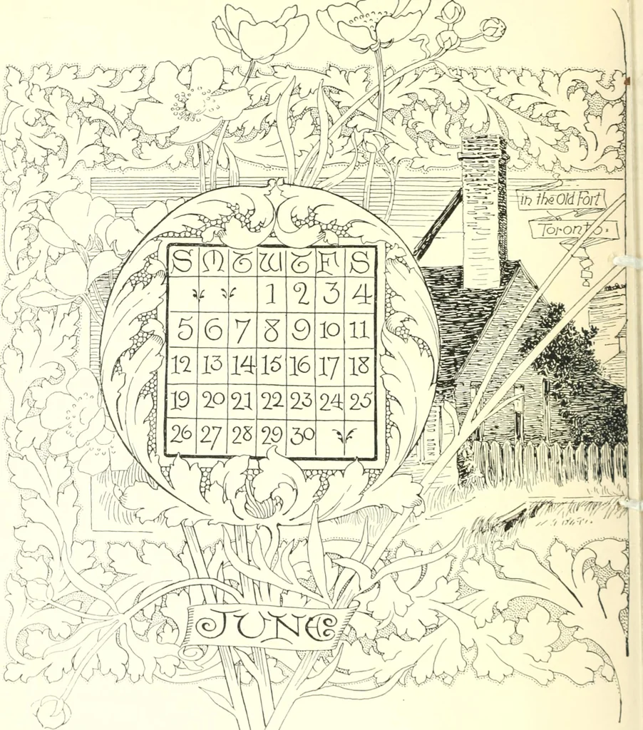 An illustration from Ninety-eight : a calendar for the year 1898; with some drawings suggestive of the everyday life of the past in Canada, 1898, leaf 15