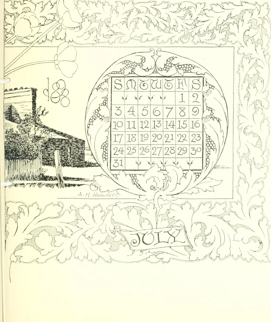 An illustration from Ninety-eight : a calendar for the year 1898; with some drawings suggestive of the everyday life of the past in Canada, 1898, leaf 16