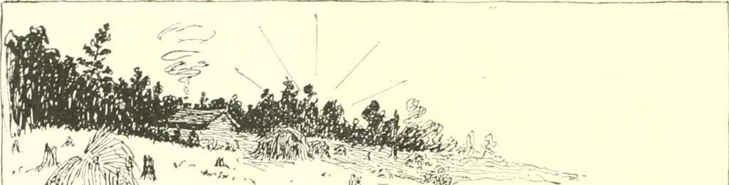 An illustration from Ninety-eight : a calendar for the year 1898; with some drawings suggestive of the everyday life of the past in Canada, 1898, leaf 17